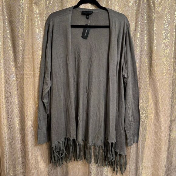 Lane Bryant Olive Green Fringe Hem Open Front Cardigan Sweater 3X NWT 22/24 - Picture 1 of 7